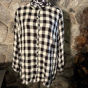 Terra & Sky Long Sleeve Button Down Plaid Blouse 1X